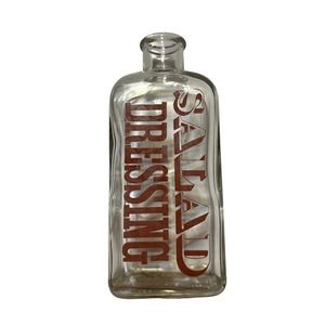 Vintage Salad Dressing Glass Bottle Jar Bold Red Letters Wheaton Usa